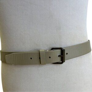 Mens Lands End Gray Leather Belt With Black Metal Buckle Size 38